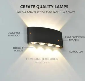 Curved 8W (4LED Up/Down) Outdoor Waterproof Wall Light