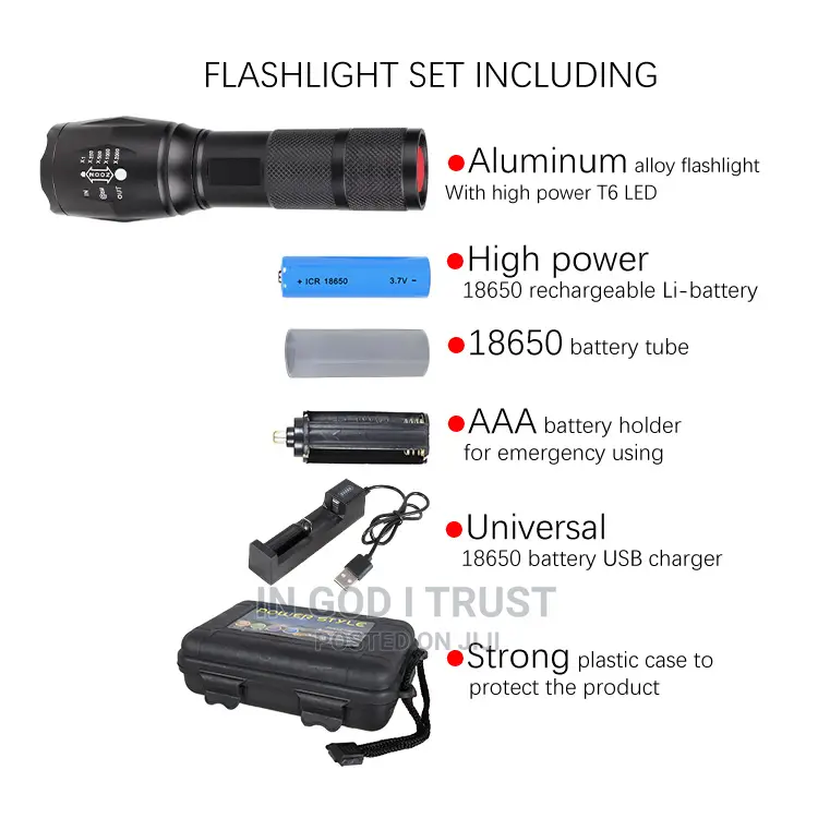 High Power Camp Waterproof Flash Light Set