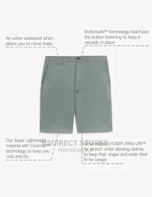 Marks and Spencer Green Super Lightweight Stretch Chino 38in