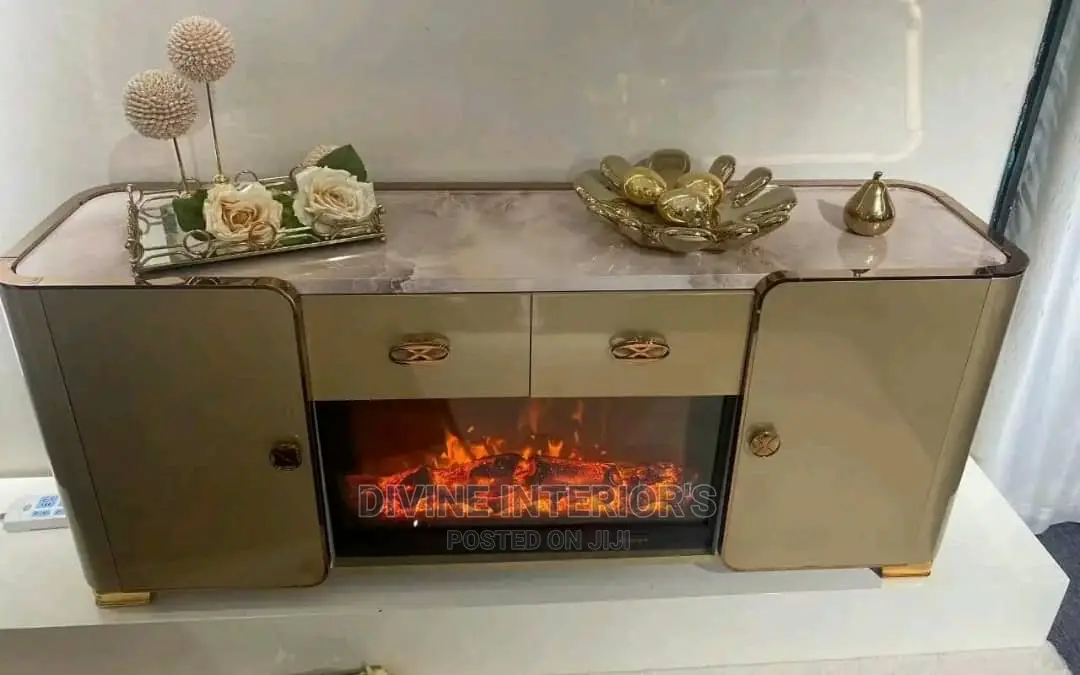 Modern Television Stand With Fire Flamed Lights