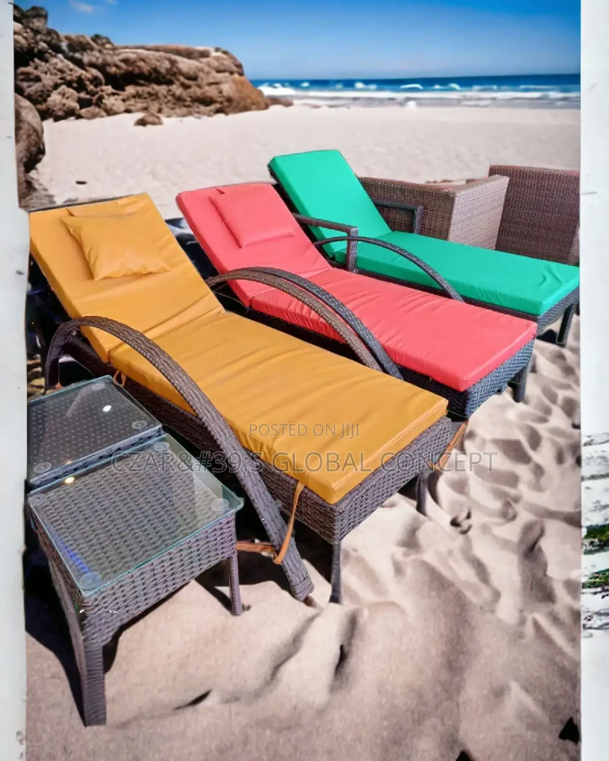 Quality Rattan Pool Bed With Side Stool