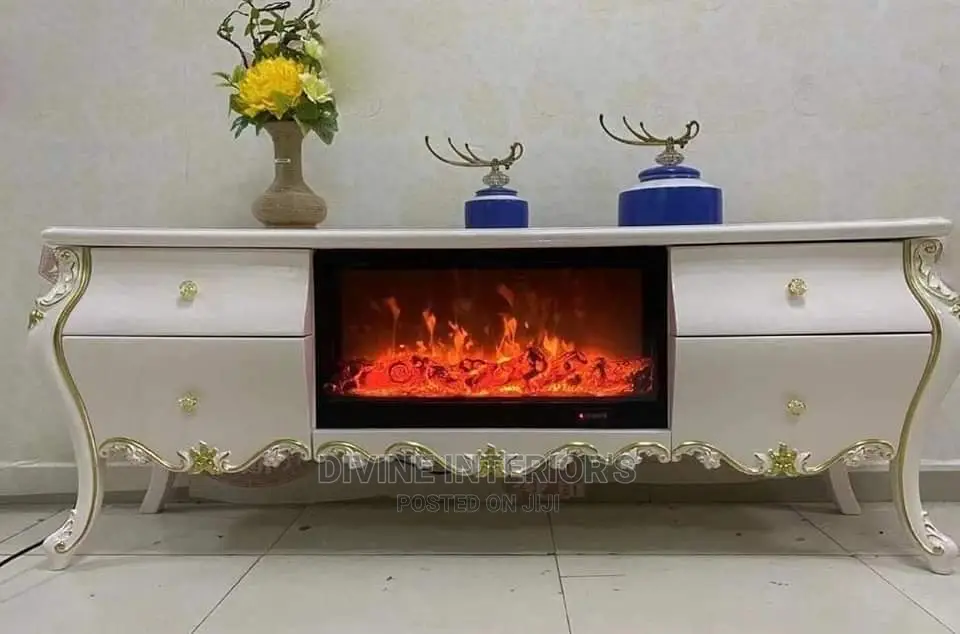 Modern Television Stand With Fire Flamed Lights