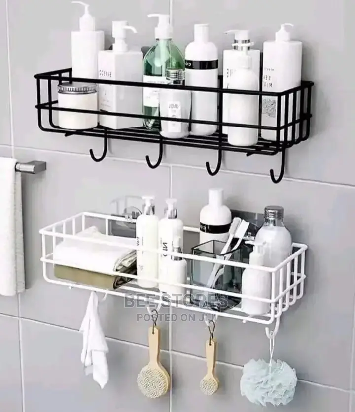 Kitchen/Bathroom Wall Storage Shelf Rack With Hook