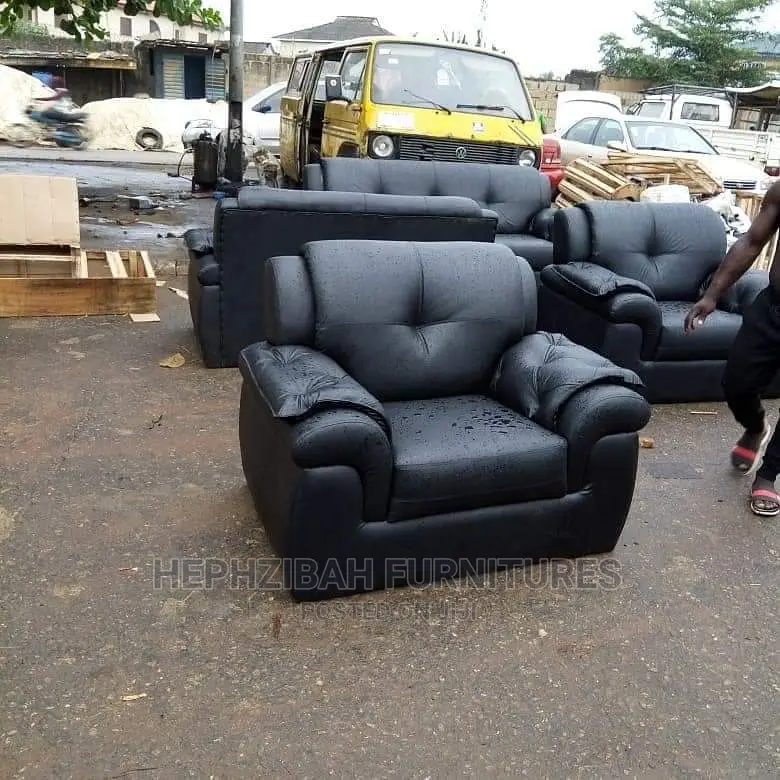 7 Seater Black Modern Sofa