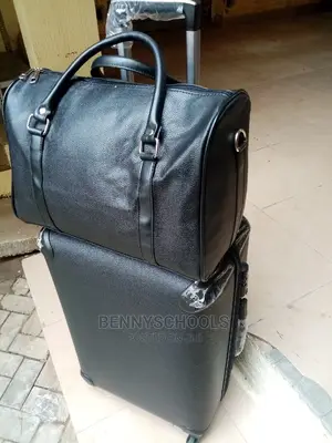 Big and Kit Black Imported Leather Traveling Luggage Box