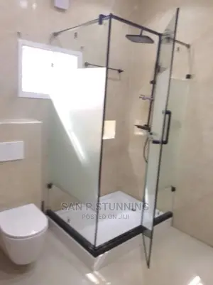 Hinge Door Shower Cubicle With Black Accessories Classic.