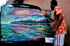 God Saves, Pure Original Oil Paint Very Tall, Huge,Cheap