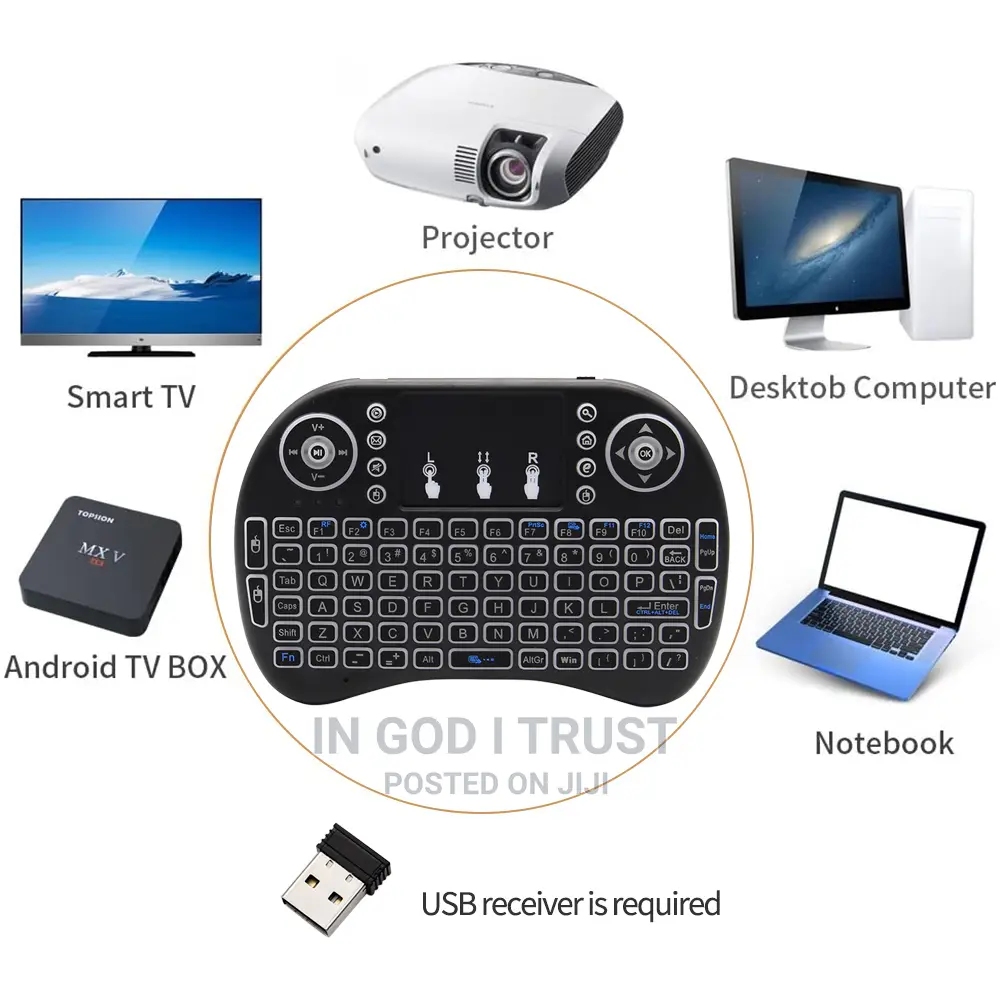 3 Color Backlit I8 Mini Wireless Keyboard 2.4ghz