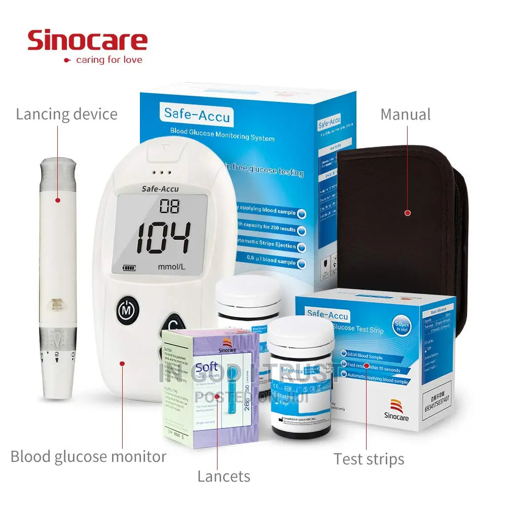 Sinocare Safe-Accu Blood Glucose Meter Glucometer Kit