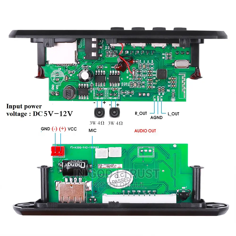 MP3 Player Decoder Board 5V 12V Bluetooth5.0 80W Amplifier