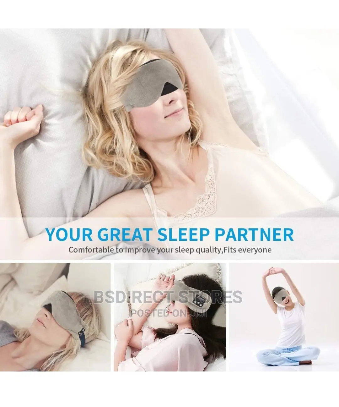 Wireless Sleep Musical Eye Mask Headphones USB Rechargeable