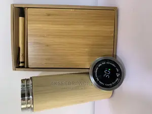 Bamboo Vacuum Led Smart Mug Flask Souvenir Giftset