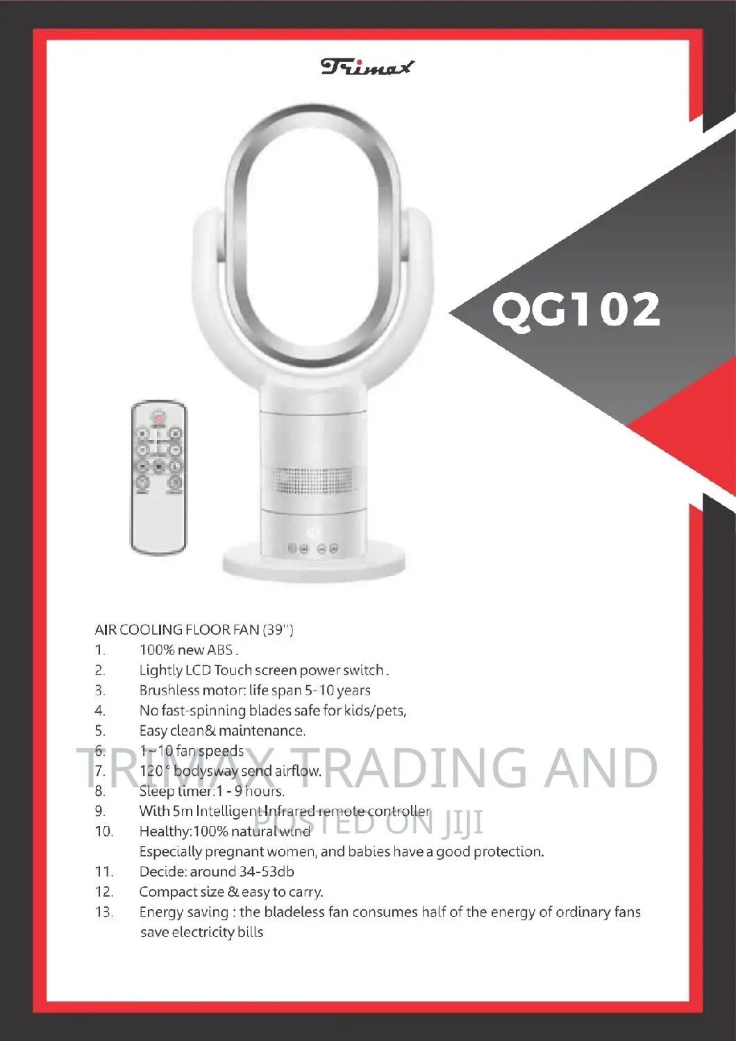 Trimax Electric Bladeless Fan