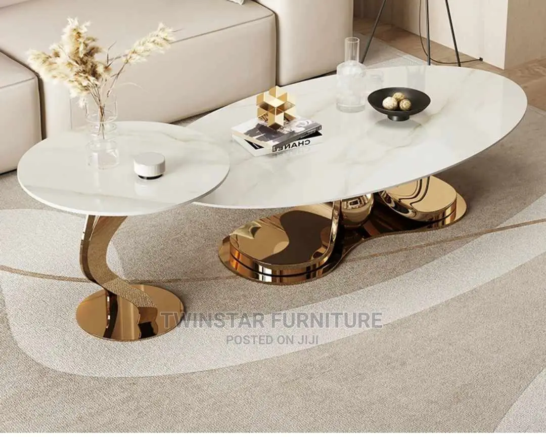 New Modern Luxury Marble Top Centre Table With Side 1 Stool