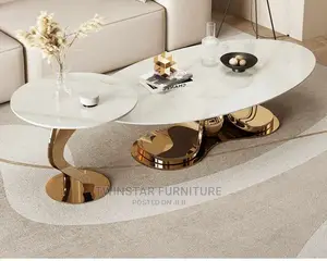 New Modern Luxury Marble Top Centre Table With Side 1 Stool