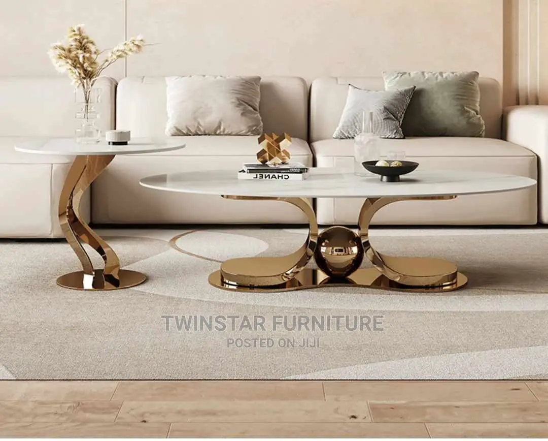 New Modern Luxury Marble Top Centre Table With Side 1 Stool