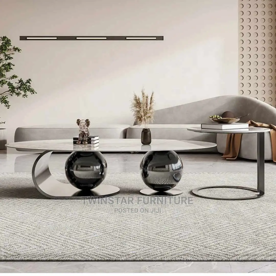 New Modern Luxury Marble Top Centre Table With Side 1 Stool