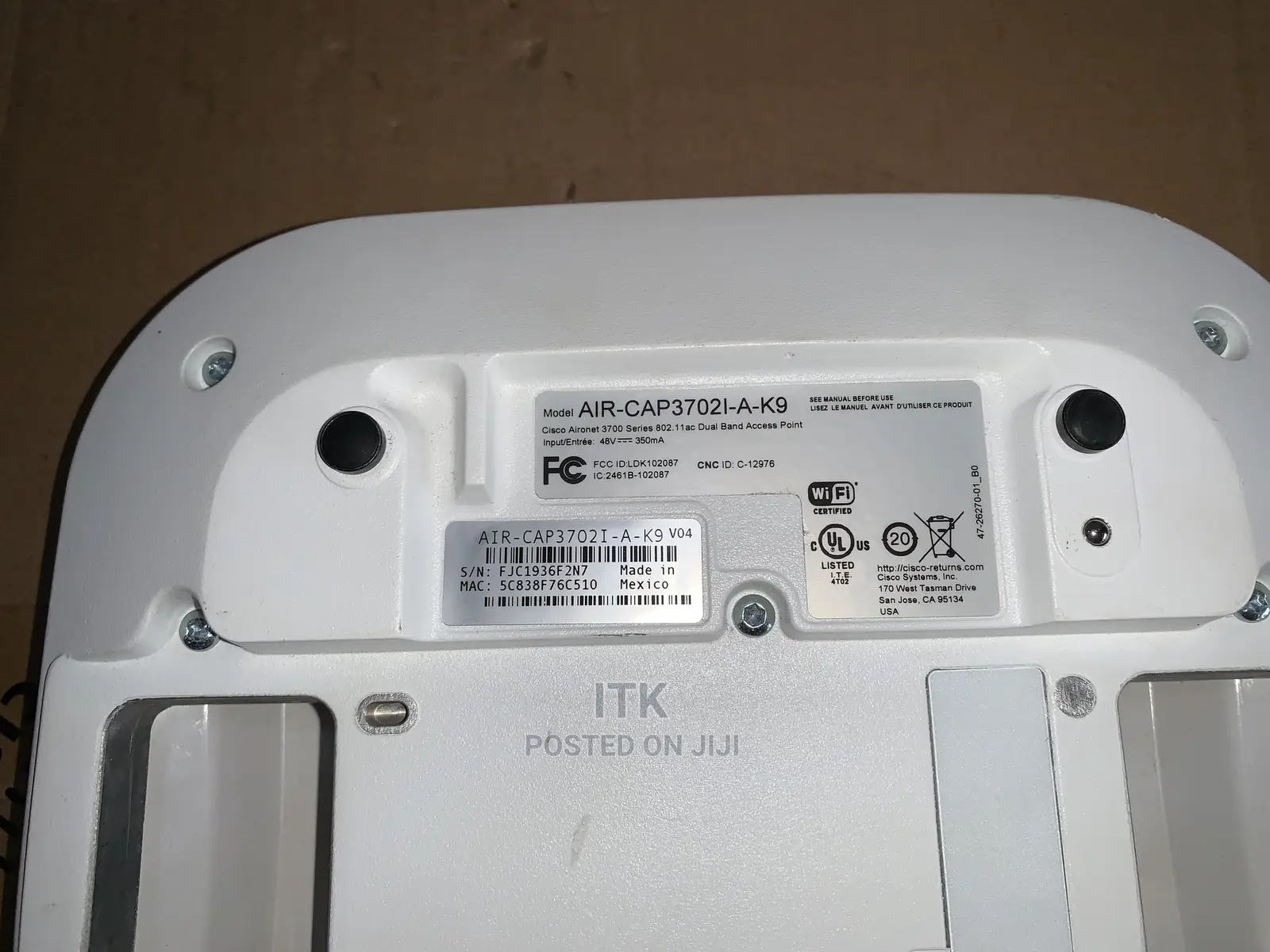 Cisco Air-Cap3702i-a- Access Point