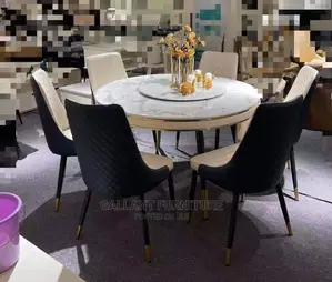 Quality Marble Top Dining Table Set by 6