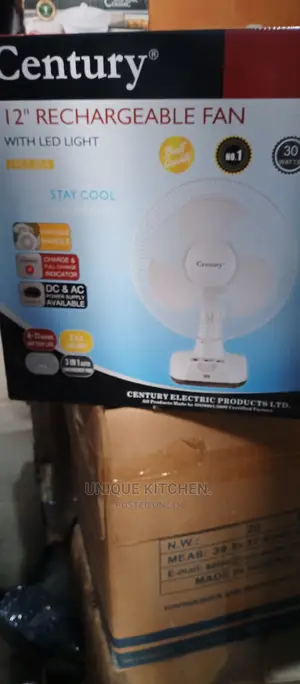 12" Century Rechargeable Table Fan
