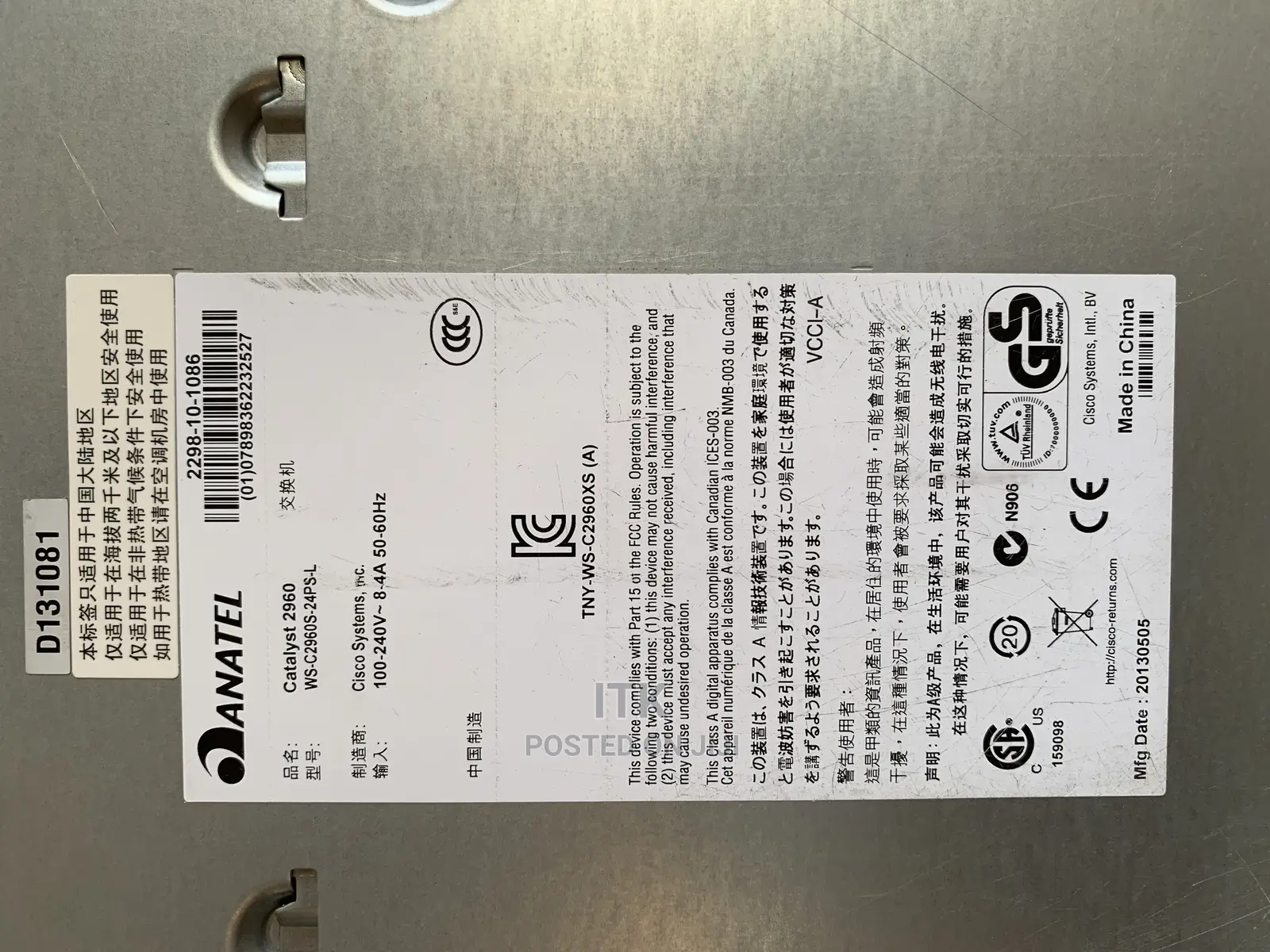 Cisco Catalyst WS-C2960S-24PS-L Managed Switch