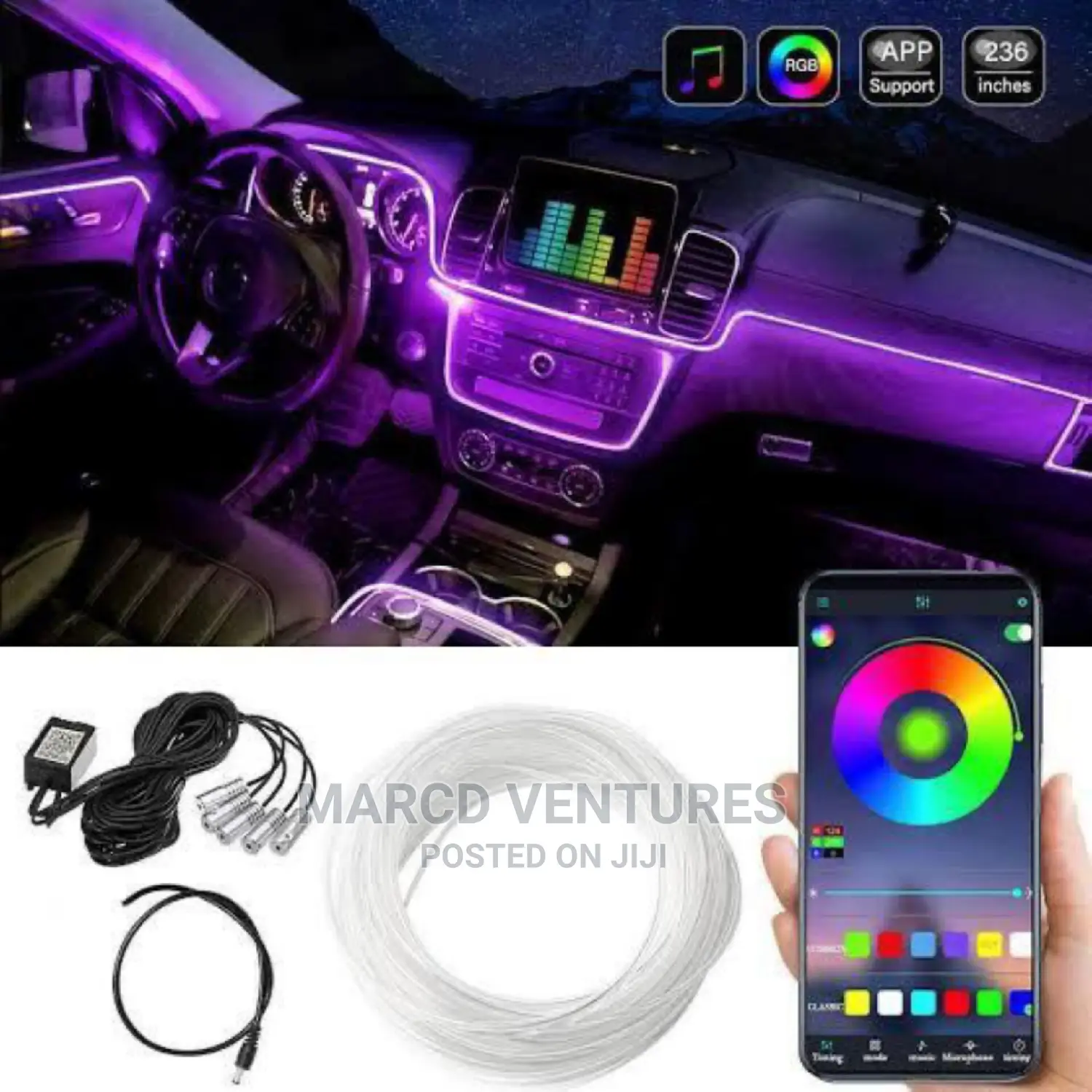 Multi Color Interior Ambient Light With Mobile App Control