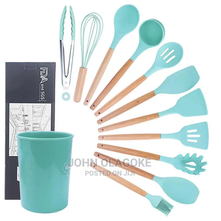 12 PCS Colorful Silicone Kitchen Cooking Utensils Set .