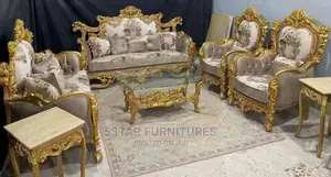 Luxury 7 Seater Living Room Fabric Royal Sofa Chair.