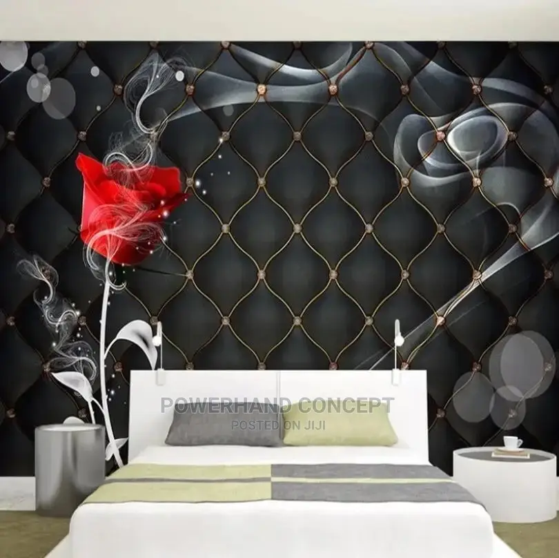 Black Background Flora Wall Mural