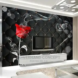 Black Background Flora Wall Mural