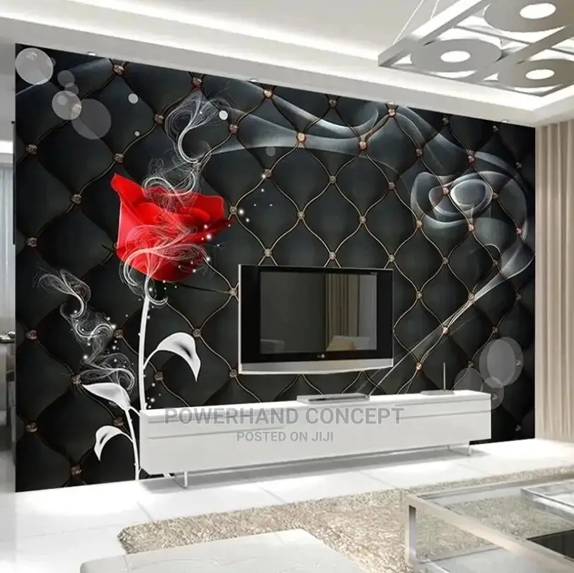 Black Background Flora Wall Mural