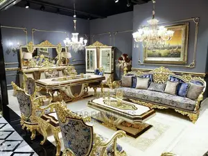 Luxury 7 Seater Living Room Fabric Royal Sofa Chair.