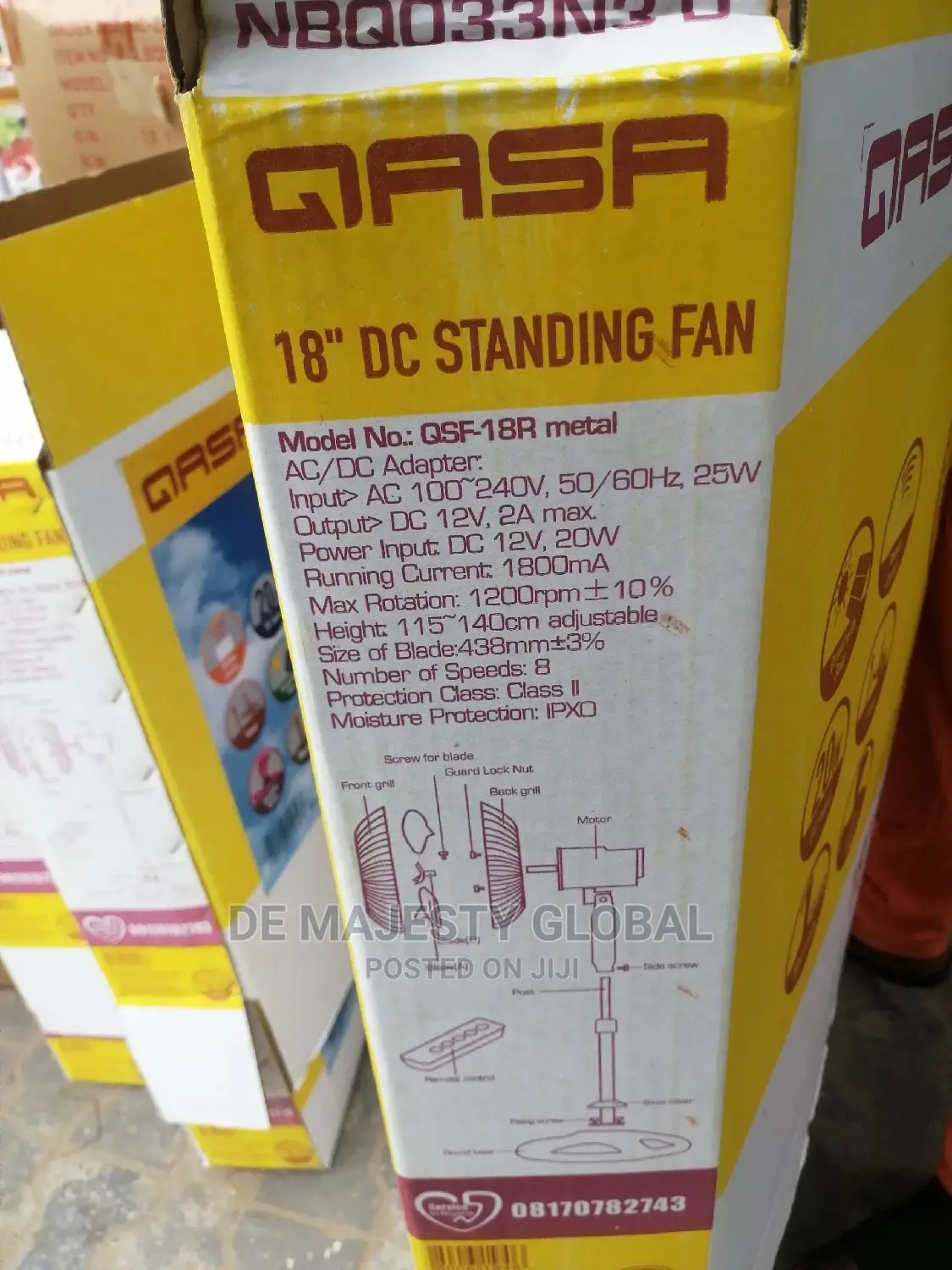 Solar AC/DC Qasa Stand Fan With Remote