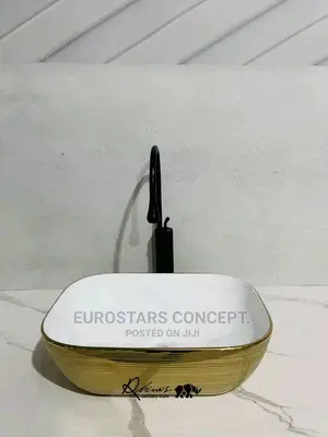 Gold an White Design Ceramic Basin