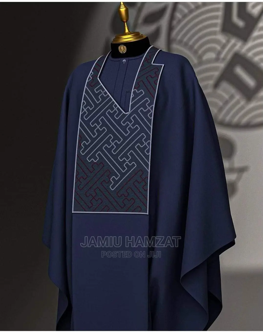 Agbada With Monogram Embroidery