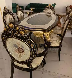 Royal Wooden Dining Set With Fabric Chair's