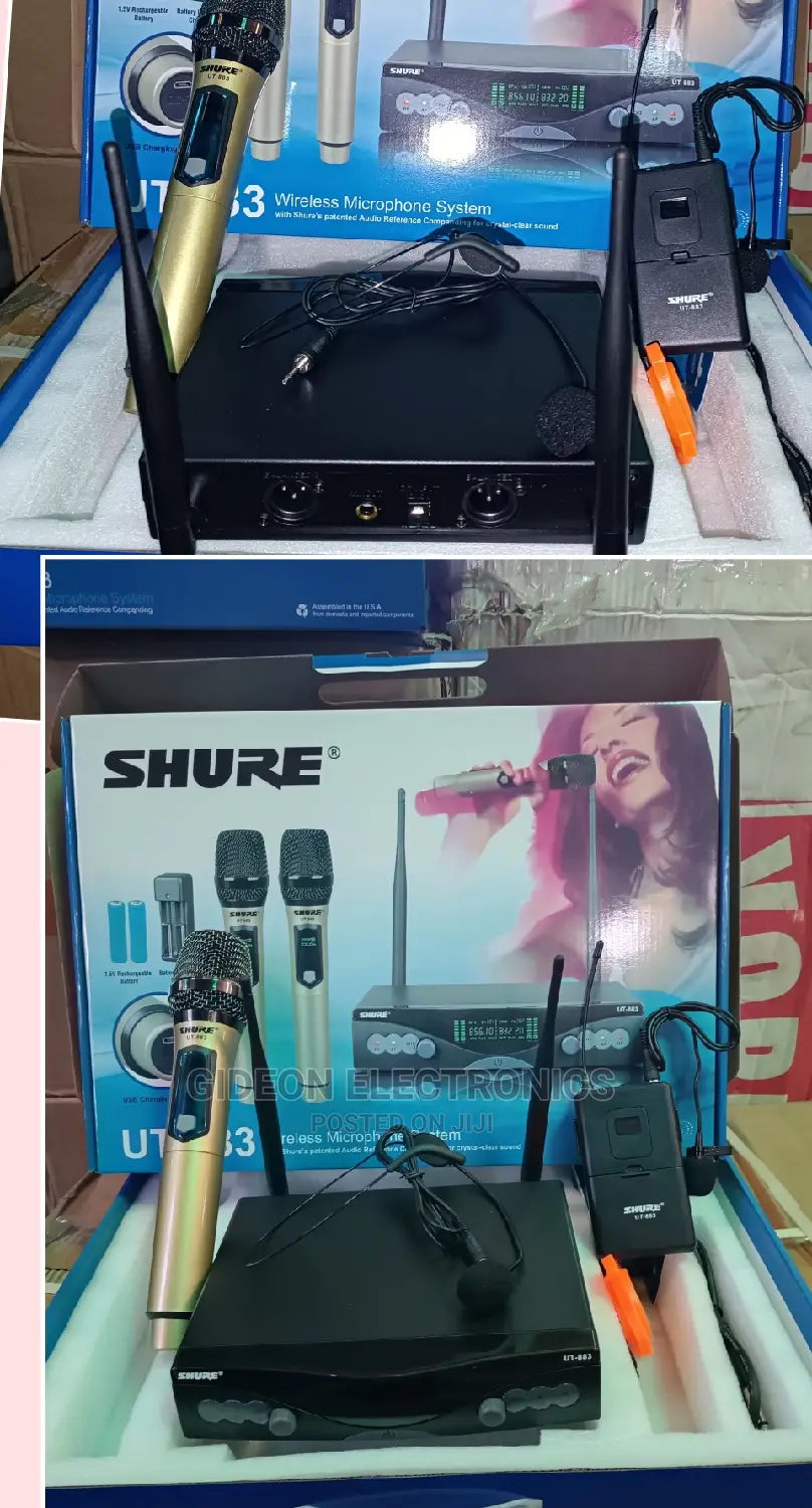 Shure Lapel, Headset and Handle Wireless Microphone.