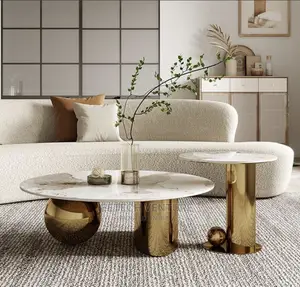 Golden Center Table With Side Stool