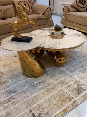 Golden Center Table With Side Stool