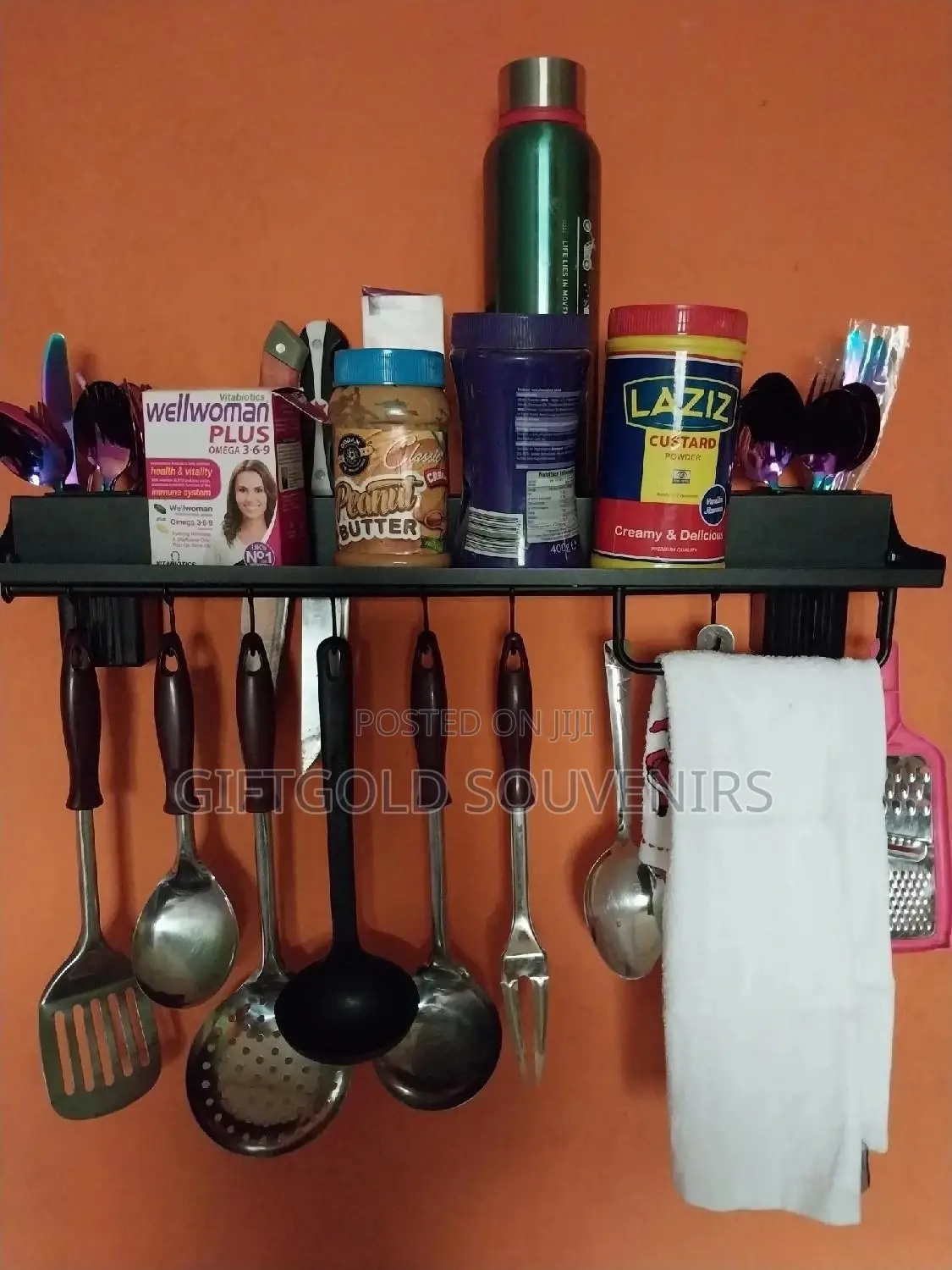 Wall Mounted Knife Cutlery Holder Rack With Hooks-60cm