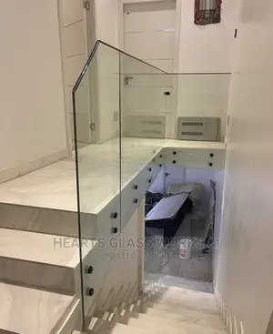 Glass Rail Balustrade With Black Stand Off Pin