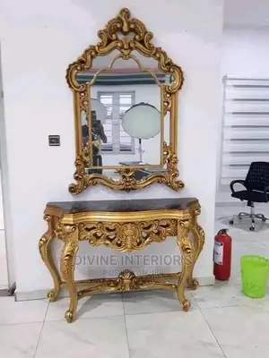 Gold Plated Mirror With Console