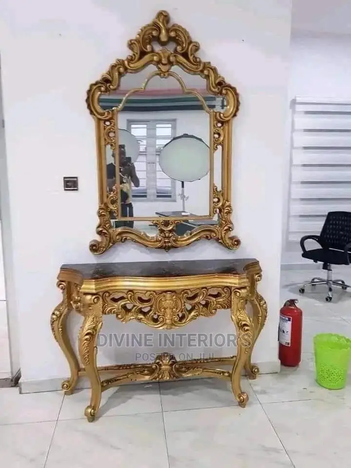 Gold Plated Mirror With Console