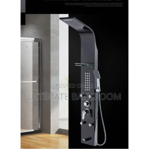 Black Power Shower With Shelf