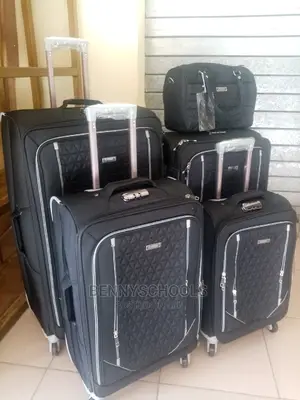 Set of 5 Black Star Express Traveling Luggage Boxes