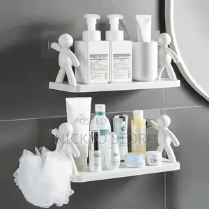 Wall Mounted Plastic Bathroom Shelf Kitchen Organizer