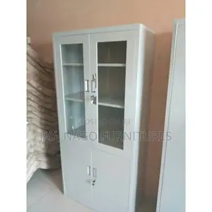New Modern Half Glass and Metal File Cabinet Bookshelf
