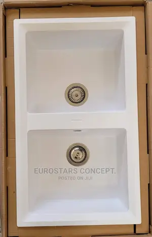 Double Bowl White Marble Kitchen Sink
