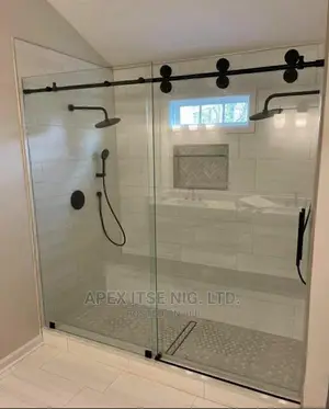 Black Track Shower Glass