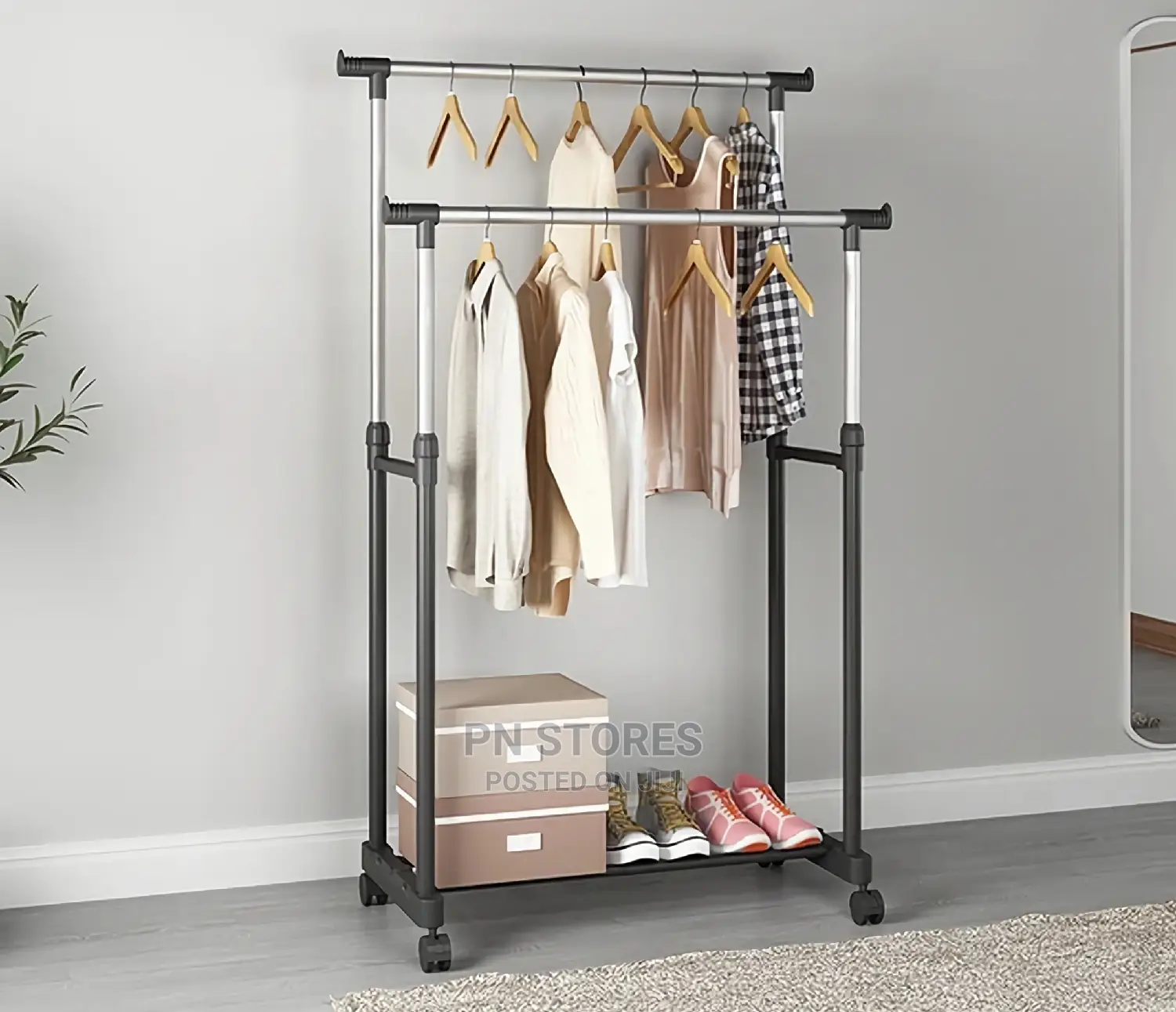 Double Pole Clothes Hanger Extendable